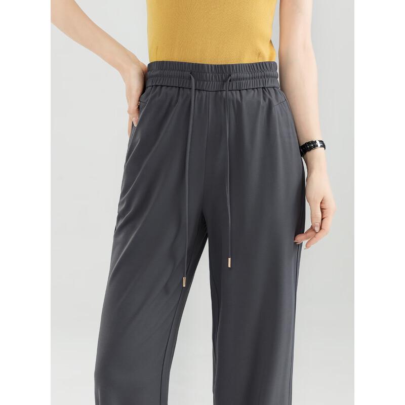 Mengshuya Silk Blend High-Waist Straight Cropped Pants