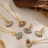 Vintage Multicolor CZ Zircon Enamel Evil Eye Pendant Necklace for Women Fashion Gold Plated Oil Drip Charm Collar Jewelry Gifts