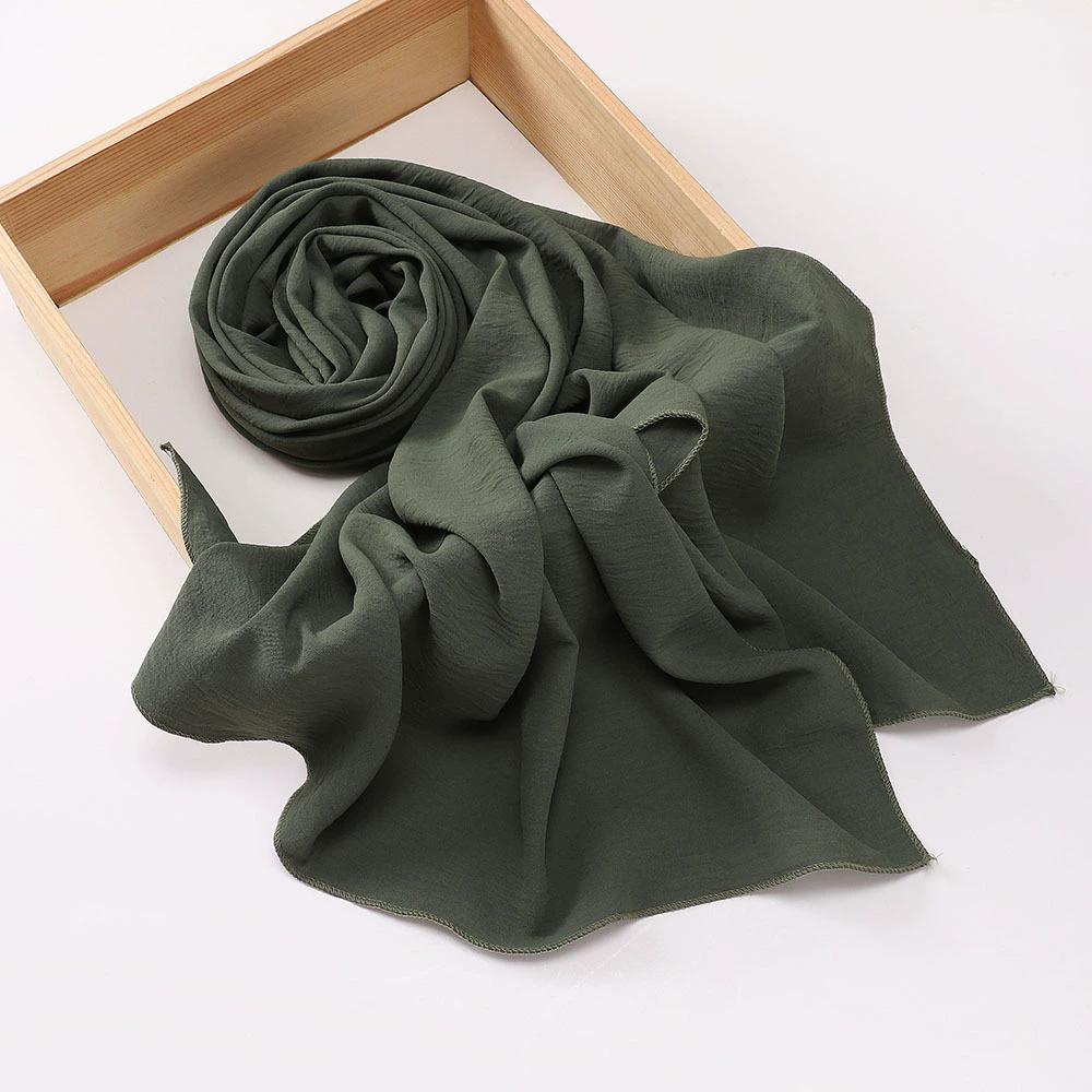 Malaysia Muslim Hijab Wrinkle Plain Long Shawl Islamic Headscarf Wraps For Women Female Foulard
