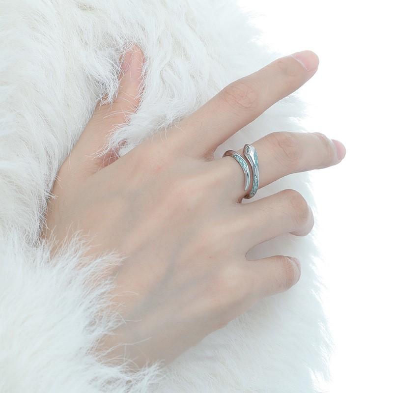 ANENJERY Bague ouverte serpent bleu clair pour femmes, nouvelle mode, Design créatif, bagues Index, bijoux cadeaux