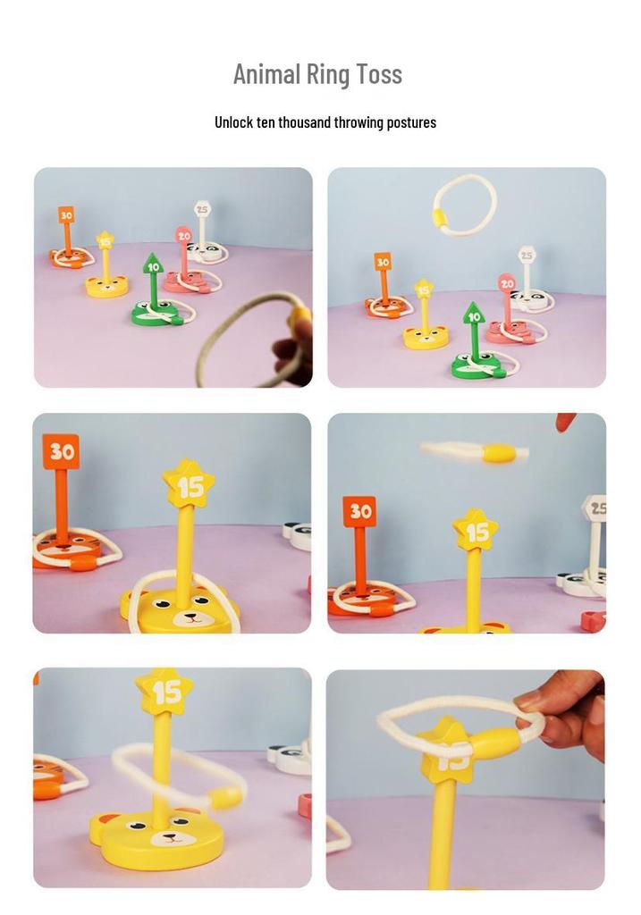 Wooden Ring Toss Game for Kids: Interactive, Sensory, Educational Toy for Kindergarten and Parent-Child Play.