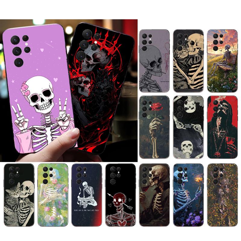 Phone Case For Samsung Galaxy S25 S24 S23 S22 S21 Ultra S24 S23 S22 S21 S25 Plus S24 S25 FE Skeleton Art