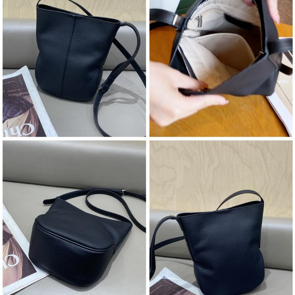 First Layer Cowhide Niche Bucket Bag New Year's New Genuine Leather Casual Mobile Phone Bag Texture Armpit Shoulder Bag