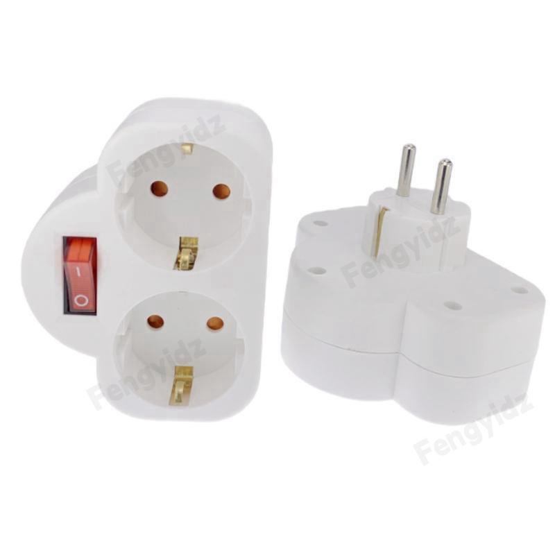 EU Extend Socket With ON/OFF Switch 2Pin Germany Standard Grounding Expansion Socket 1 To 1/2/3 Way Port Extension Converter 1