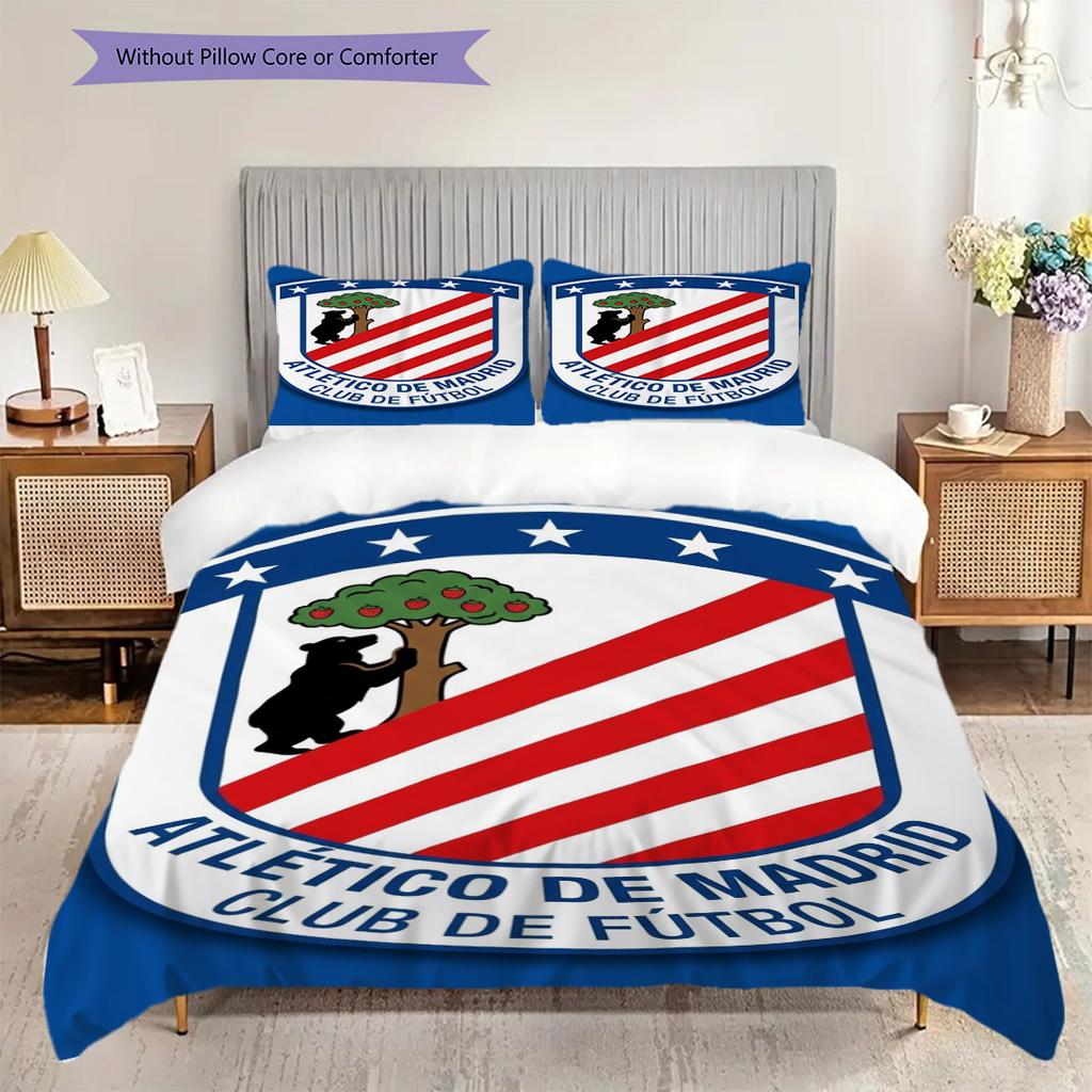 Strength Unity: Atlético Madrid Spirit Three-piece Set (1 * Duvet Cover + 2 * Pillowcase, Without Core) Duvet Cover and Pillowcase Bedding Set