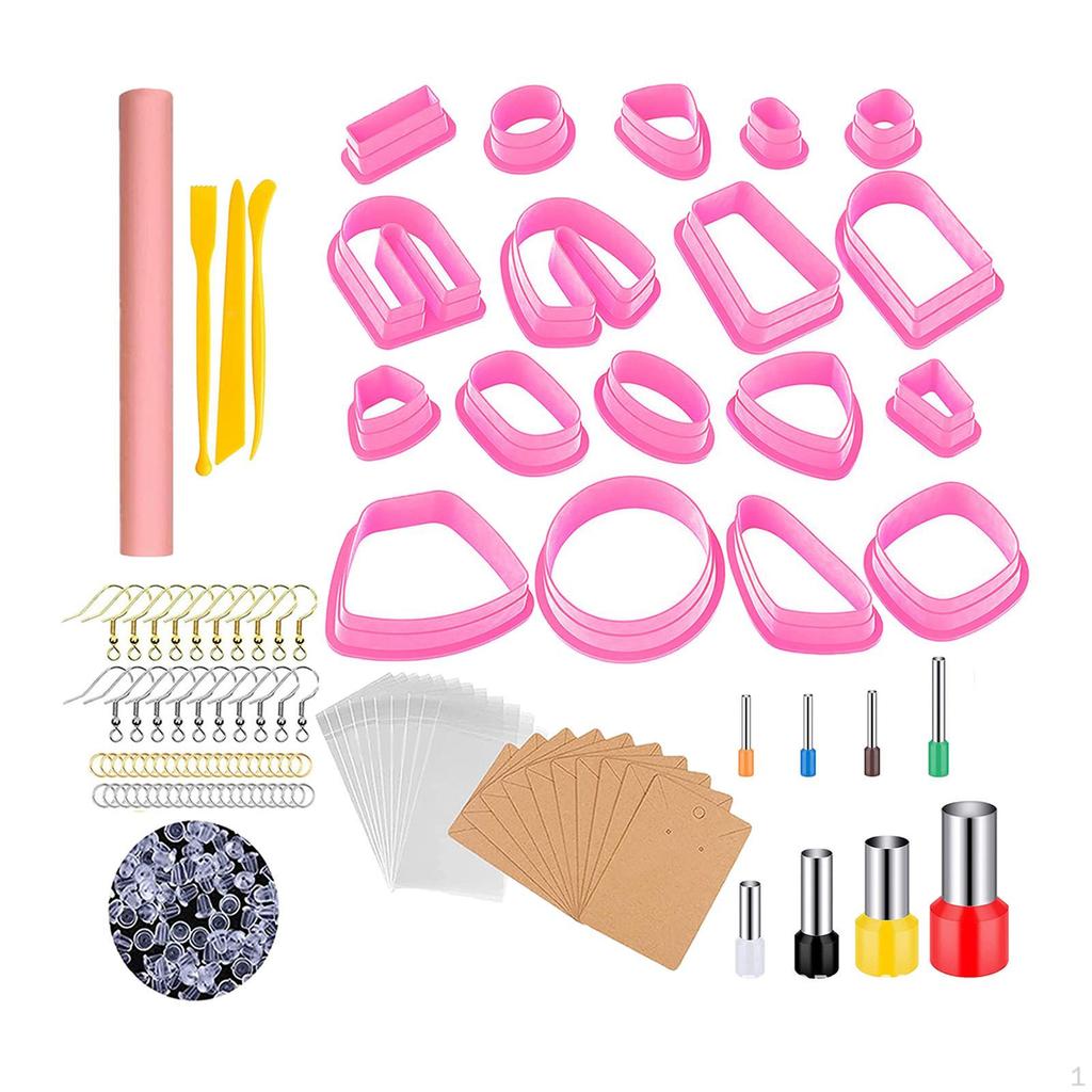 Clay , 130pcs DIY Shape for Jewelry Maker with Earring Cards Hooks Punch Tools Crafts