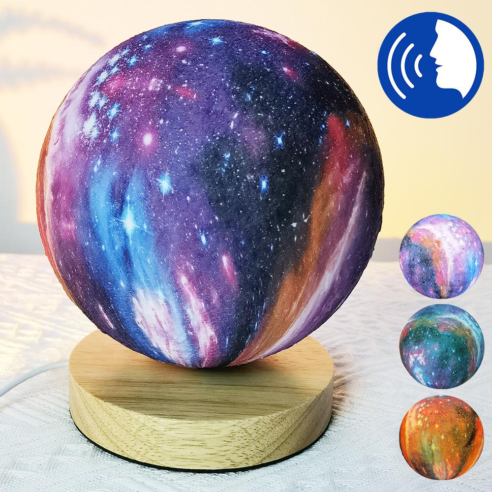 2025 Intelligent Voice Rotating Moon and Planet Bedside Lamp