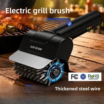 Rechargeable Electric BBQ Grill Brush, Handheld Stainless Steel Roller Cleaning Brush, Portable Wireless Grill Cleaner for Outdoor Camping Barbecue