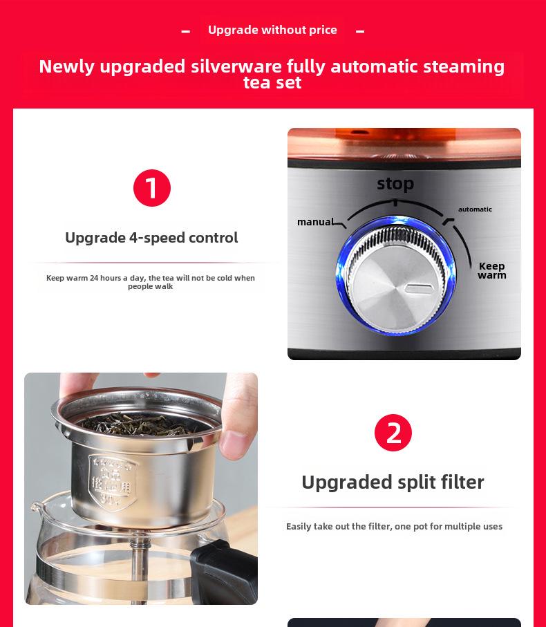 Automatischer Wasserkocher und Teedampfer mit Wärmespeicherung und multifunktionalem Glasdesign