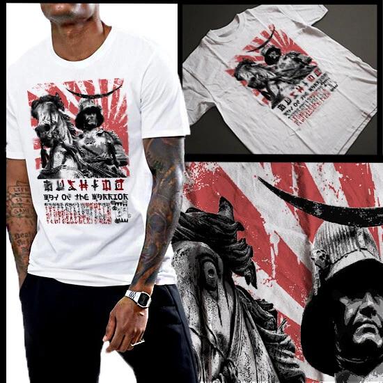 Shogun Samurai T-Shirt Japanese General On Horseback With Rising Sun Feudal Flag 4XL