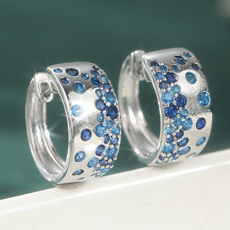 Gorgeous Synthetic Zircon Golden/silvery Plated Hoop Earrings Women's Charming Exquisite Party Daily Jewelry Accessories