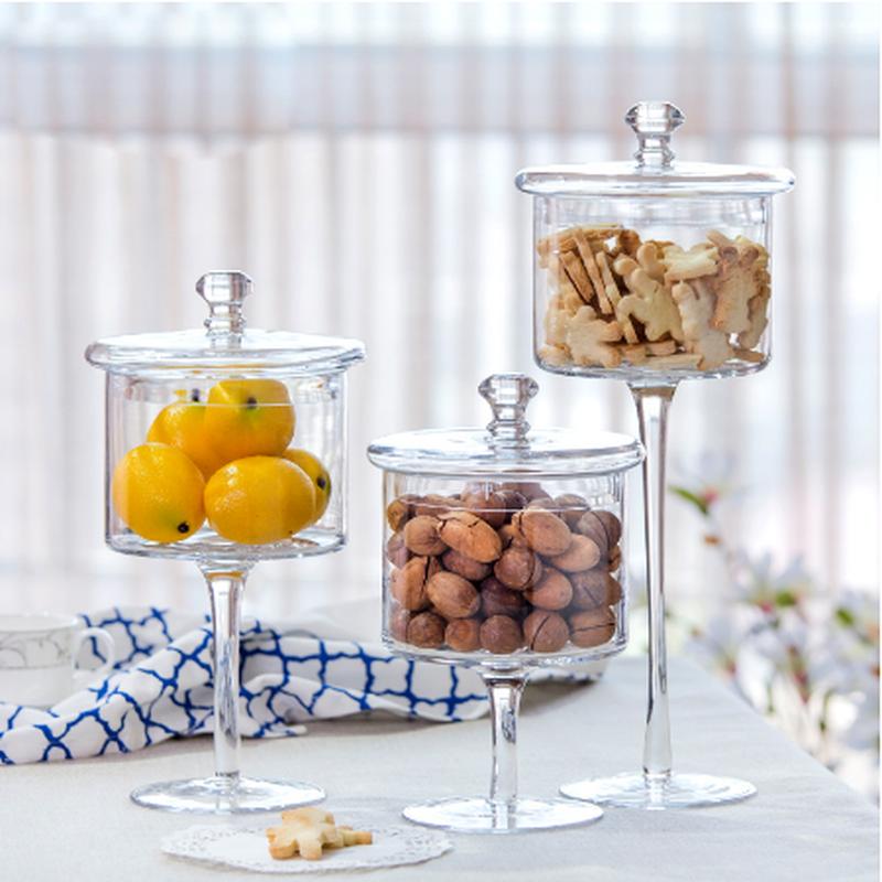 Slim Tall Transparent Glass Candy Jar with Wedding Dessert Decoration Candy, Snacks, Dried Fruit Jar 3PCS/set