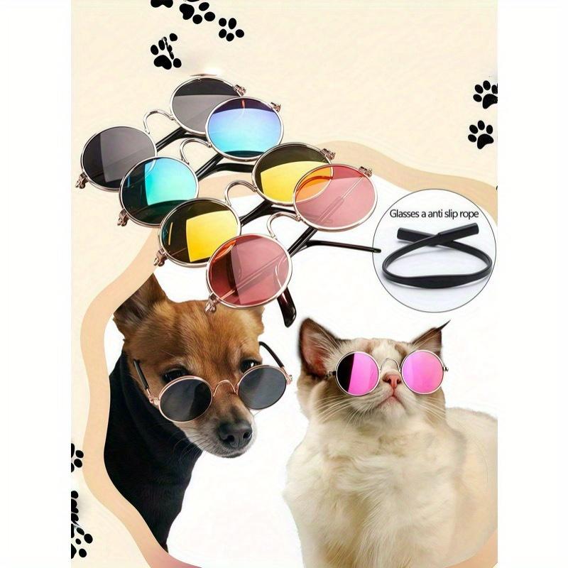 Pet Sunglasses + Anti-Slip Strap Set, Fashionable & Creative Pet Accessories, Multi-Color Universal Pet Glasses, Pet Holiday & Birthday Costume