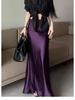 Champagne Satin Fishtail High-End Silk Skirt for Women - Summer 2025