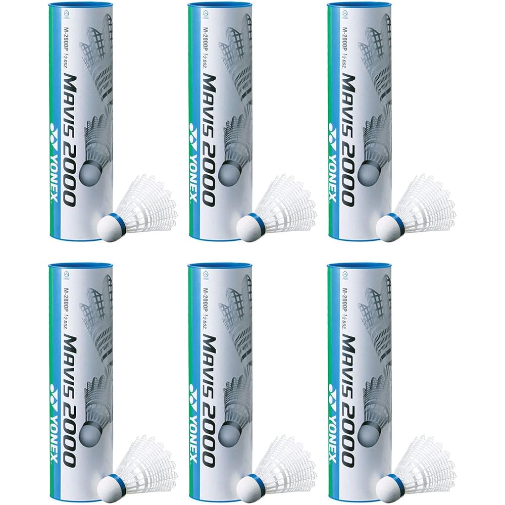 YONEX Mavis 2000P Badminton Shuttlecocks Nylon Cork 6 Packs of 6 (36 Total) Suitable for 12-23°C