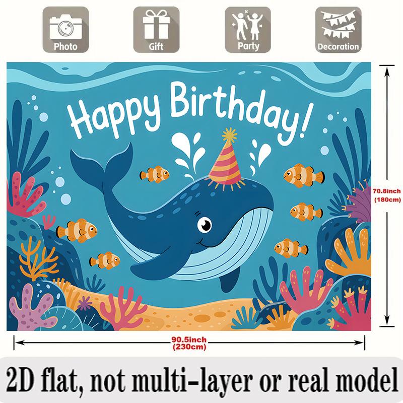Party Backdrop Flat Whale Hanging Patterns Photo Background Decor Birthday Party Decor