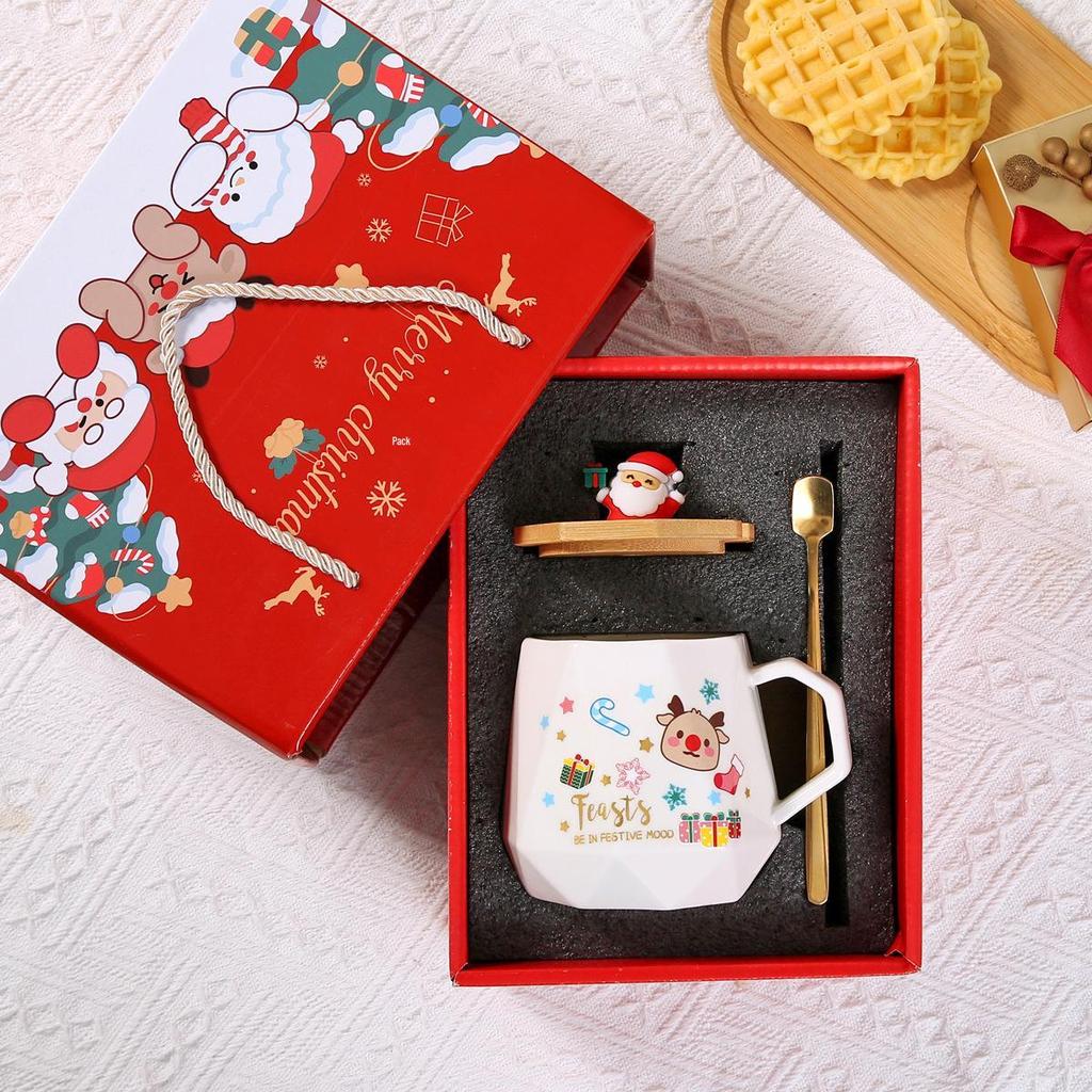 Creative Christmas Cartoon Santa Coffee Mug Gift Set