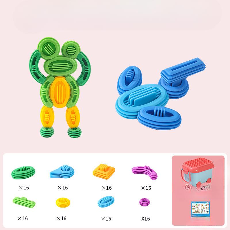 Kindergarten Weichplastik Sich ständig ändernde Bausteine Borstenbausteine Baby Früherziehung Puzzle Weiche Bausteine 29*23*21cm