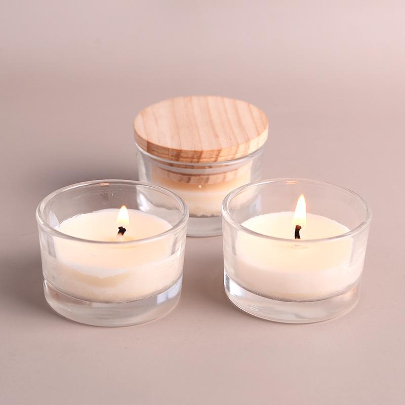 Transparent Cup Low Temperature Candle Glass Cup with Wooden Lid SM Low Temperature Candle Valentine's Day Flirting Dripping Wax Candle