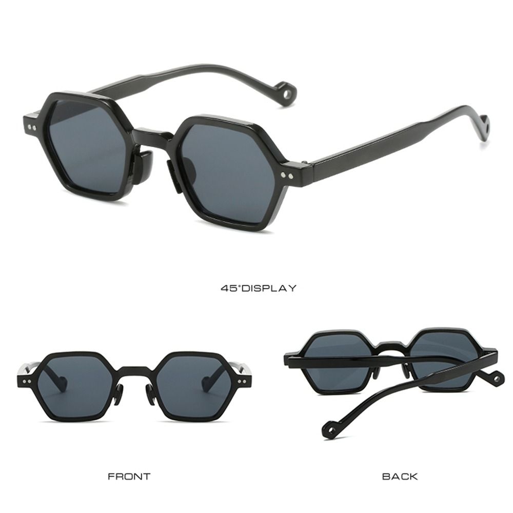 Polygon Square Sunglasses Hexagon Shades Eyewear for Women & Men Y2K Rivets Sun Glasses Clear Ocean Lens Sun Glasses UV400