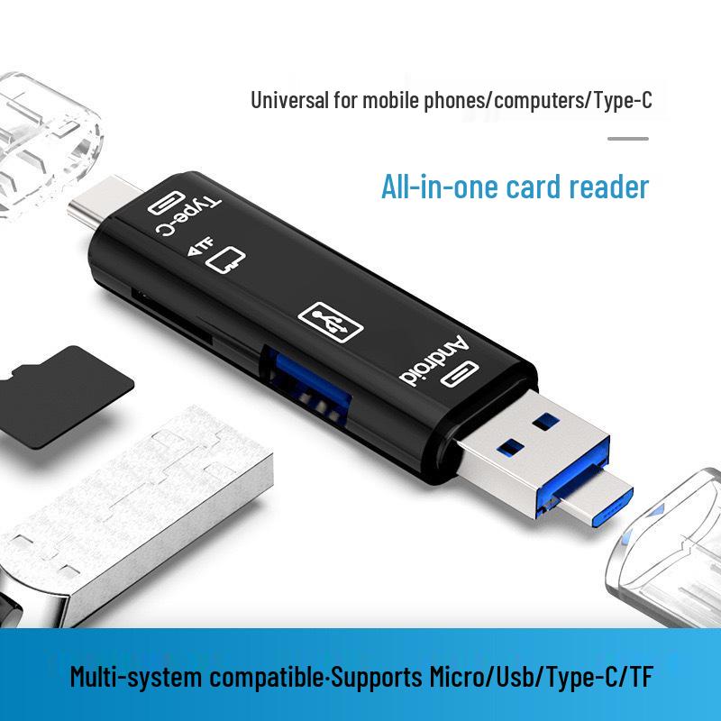Lettore di schede USB Type-C: Adattatore OTG All-in-One per Android e Computer con Slot SD/TF, Plug-and-Play.