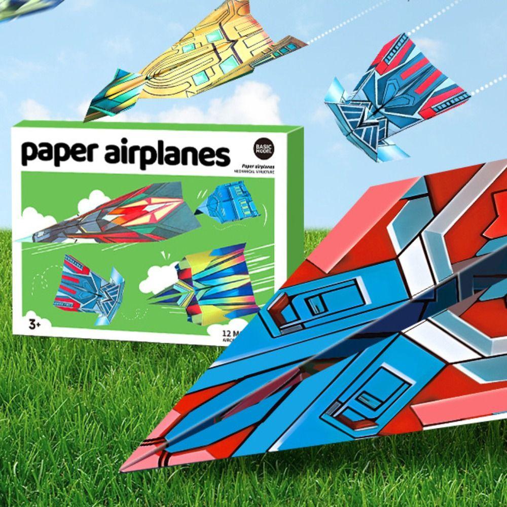 Art Learning Handmade Airplane Origami Paper Versatile Paper Aircraft Toy Kids Toddlers Children