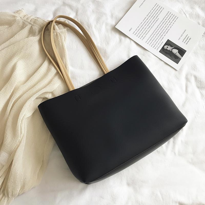 

Женская мода PU кожа сумки через плечо большой емкости женская повседневная сумка тоут женская простая однотонная сумка для покупок (30cm<Max Length<50cm)