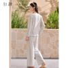 Xuan Liang [7A Antibacterial] Tencel Cotton Pajamas Women's Spring and Autumn Long Sleeve Floral Lace Lyocell Cotton Cool Home Clothing Set