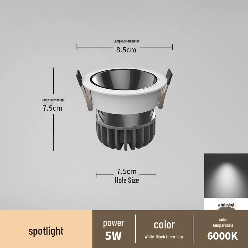 Spot încastrat fără ramă anti-orbire pentru sufragerii și holuri