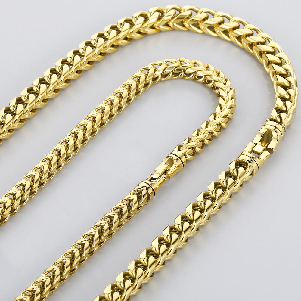 Hip-Hop Men's Necklaces Rainbow Gold Color 8/10MM Wide Stainless Steel Link Neck Chains for Men Birthday Jewelry Gift for Him