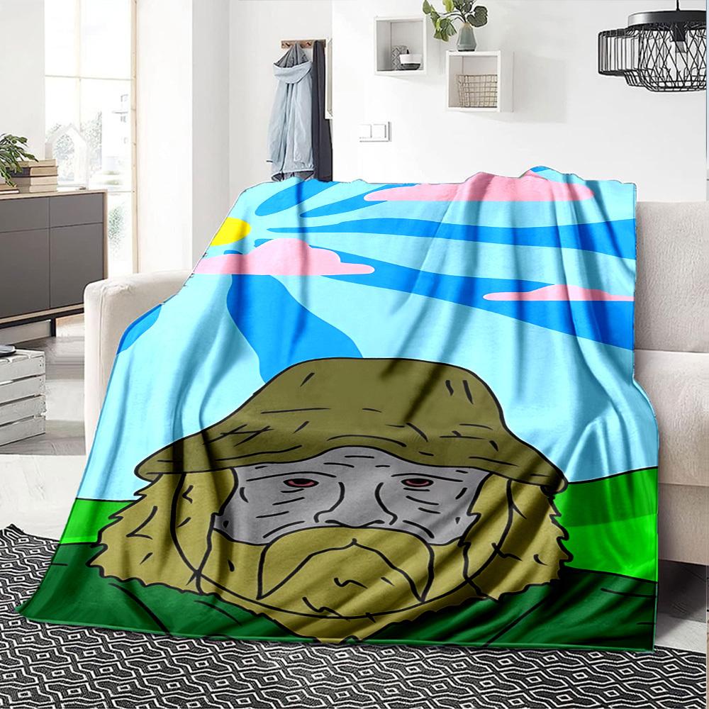1pc man hooded Soft Warm Throw Blanket Nap Blanket For Couch Sofa Office Bed Camping Travel,Comfortable