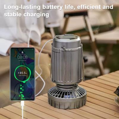 5-in-1 Tragbare LED Campinglaterne mit Ventilator Bluetooth-kompatibler Lautsprecher Solarbetrieben USB Wiederaufladbar Notfall Hängelampe