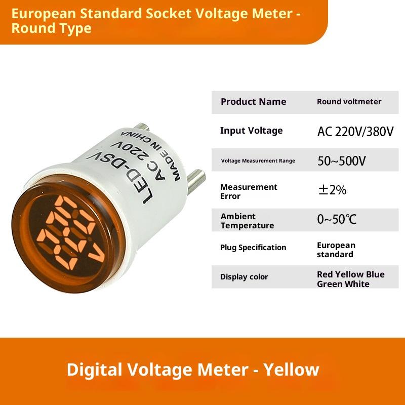 LED Digital AC Voltmeter Indicator High Precision EU Plug 50-500V Voltage Tester for Home Circuit Inspection