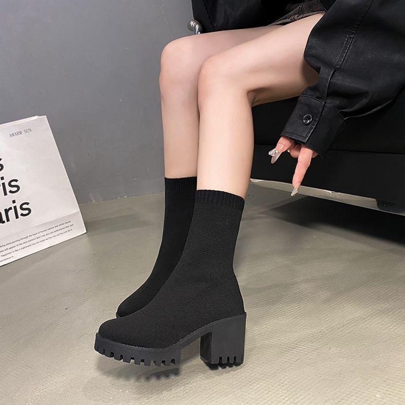 French socks and boots Spring and autumn South French holiday style elastic boots Lazy casual style Old sense niche design Commuter