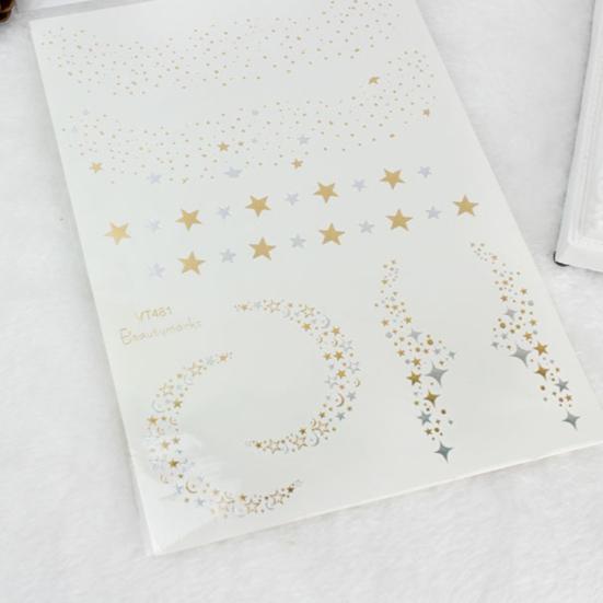 2Pcs Waterproof Shiny Metallic Gold Glitter Tattoo Sticker Temporary Body Art