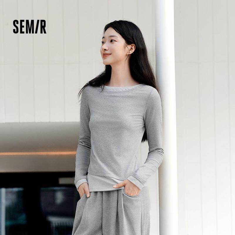 Semir Women s Asymmetric Faux Two-Piece Long Sleeve T-Shirt S