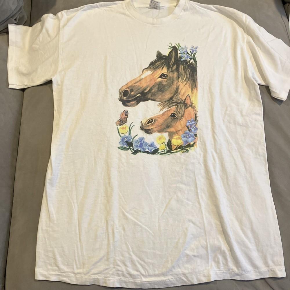 Винтажная футболка с изображением лошади; Иллюстрированная графика; Унисекс One Size XXL Рубашка Унисекс Футболка XL