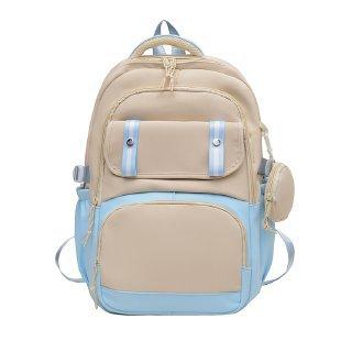 Schoolbag1011 new backpack with small bag fashionable thickened casual contrasting splicing large-capacity student campus bag