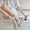 Spring and Summer Women's Style Transparent Silk, Black Fungus, Polka Dot, Bow, Crystal and Glass Fiber Women's Socks