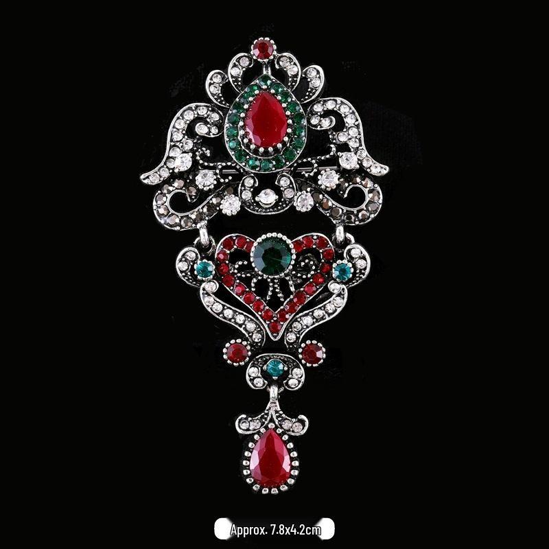 Baroque Style Crystal Brooch - Unisex Retro Palace Metal Lapel Pin