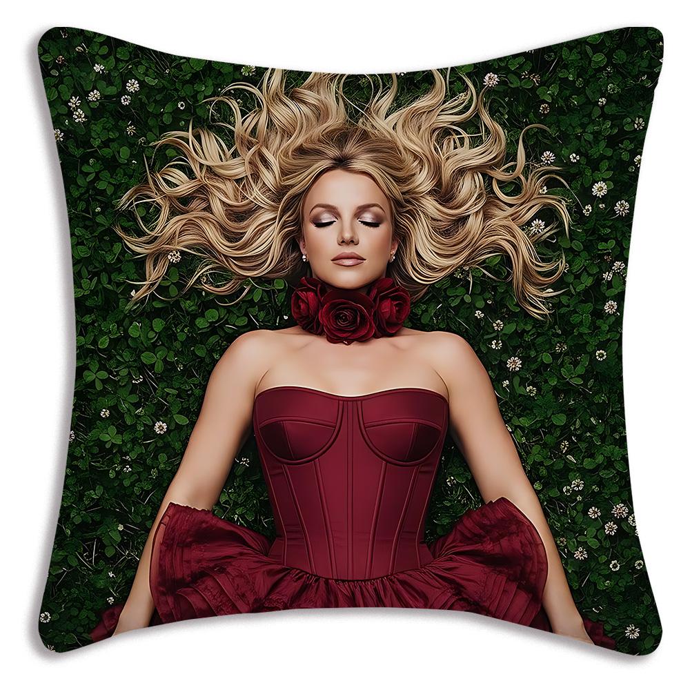Star d-De Britneys-Spears Singer Pillow Covers Cartoon Sofa Decorative Home Double-sided Printing Short Plush Cute Cushion Cover