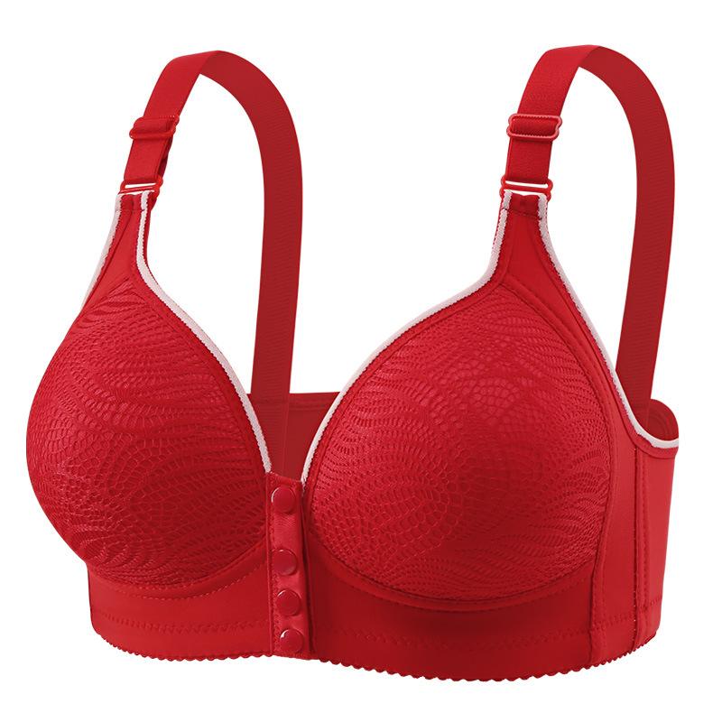 Large Size Front Button Nursing Bra, Gathered for Breathability and Comfort, with Side Breasts for Middle-aged Mothers Without Steel Rings