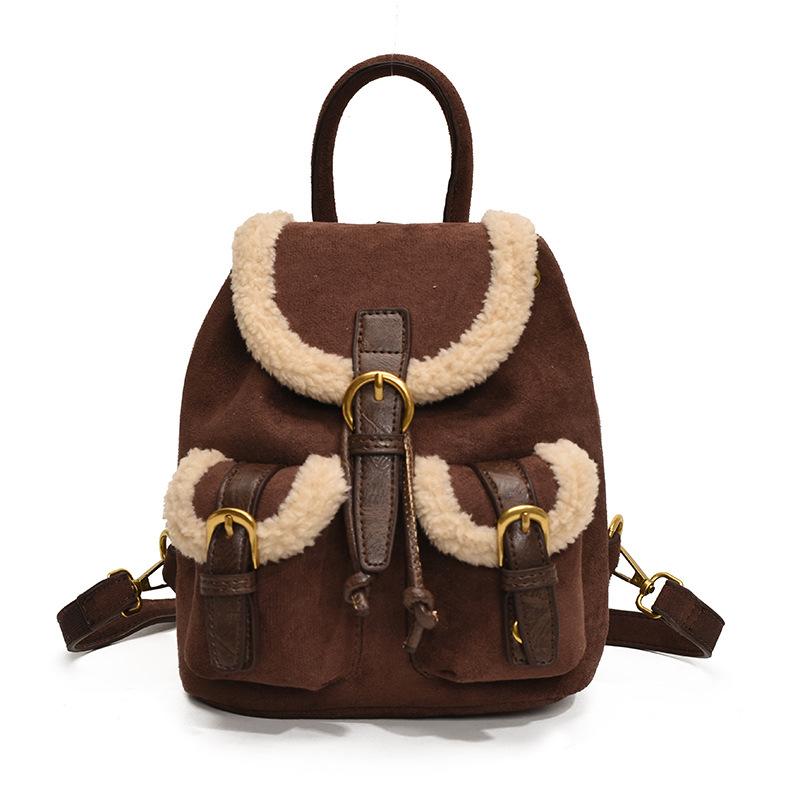 Autumn and Winter Retro Niche Multi-pocket Backpack Maillard Trend Explosion Commuter Fashionable Portable Tote Bag Women