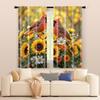 2 Pcs   Filtering Curtains (excluding Rods   Non-movable   Without Batteries) Sunflower & Red-Billed Bird for Use In Bedrooms and