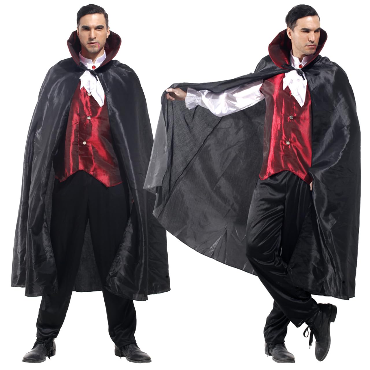 

Комплект костюма для косплея вампира Дракулы CroWiss с плащом, мужской, 3 предмета (Маленький размер) чёрный
