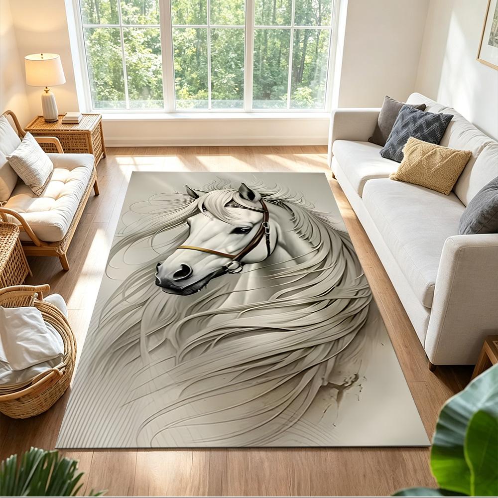 Sunset Horses Running Wild Non-Slip Home Carpet Design for Office Decor Living Room Gift