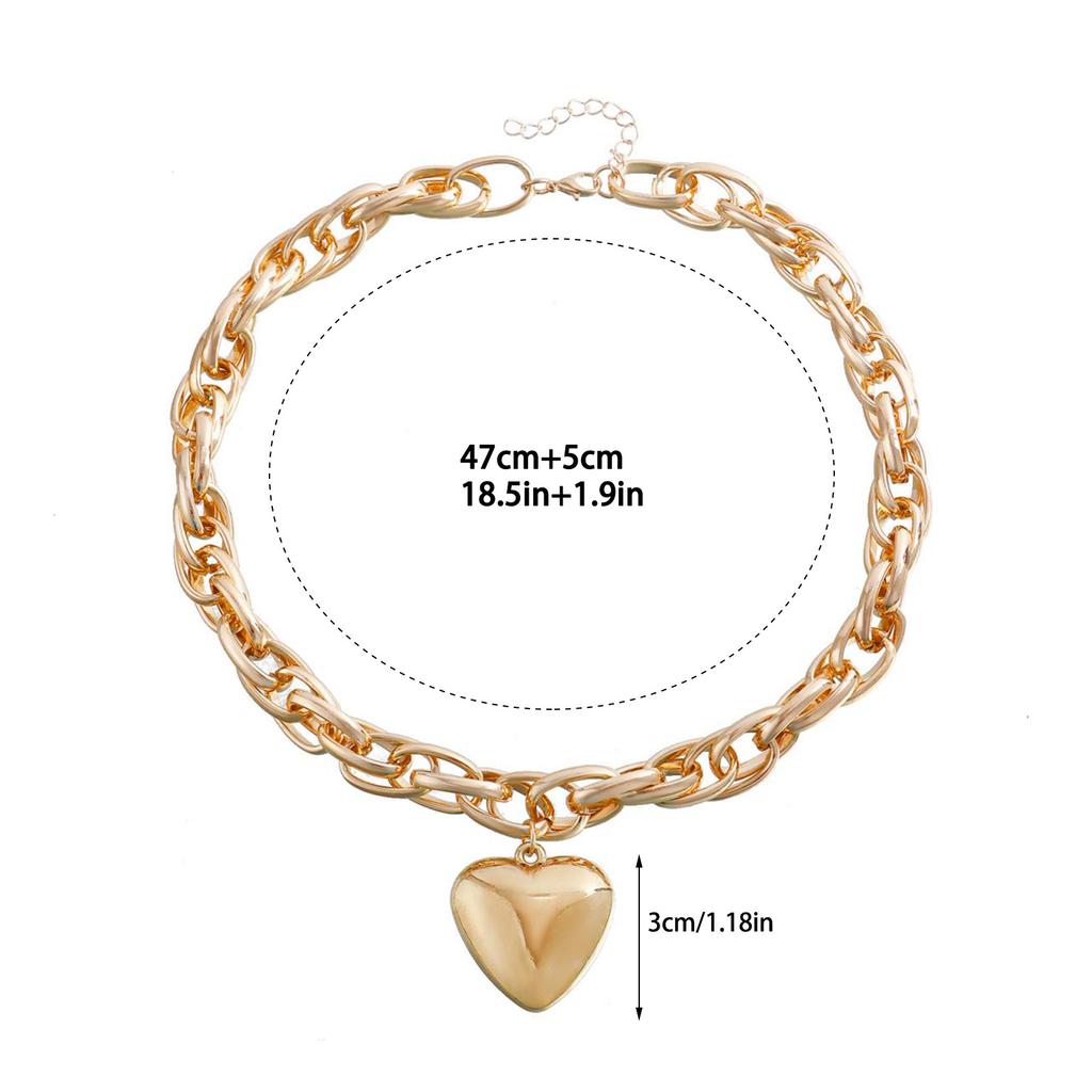 Layered   Heart Necklace O Shaped Fashionable Personalities   Necklace for Women
