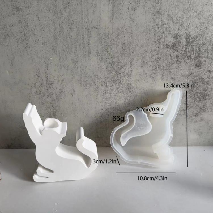 Candle Holder Creating Silicone Mold Resin Cat Shaped Candlestick Mold