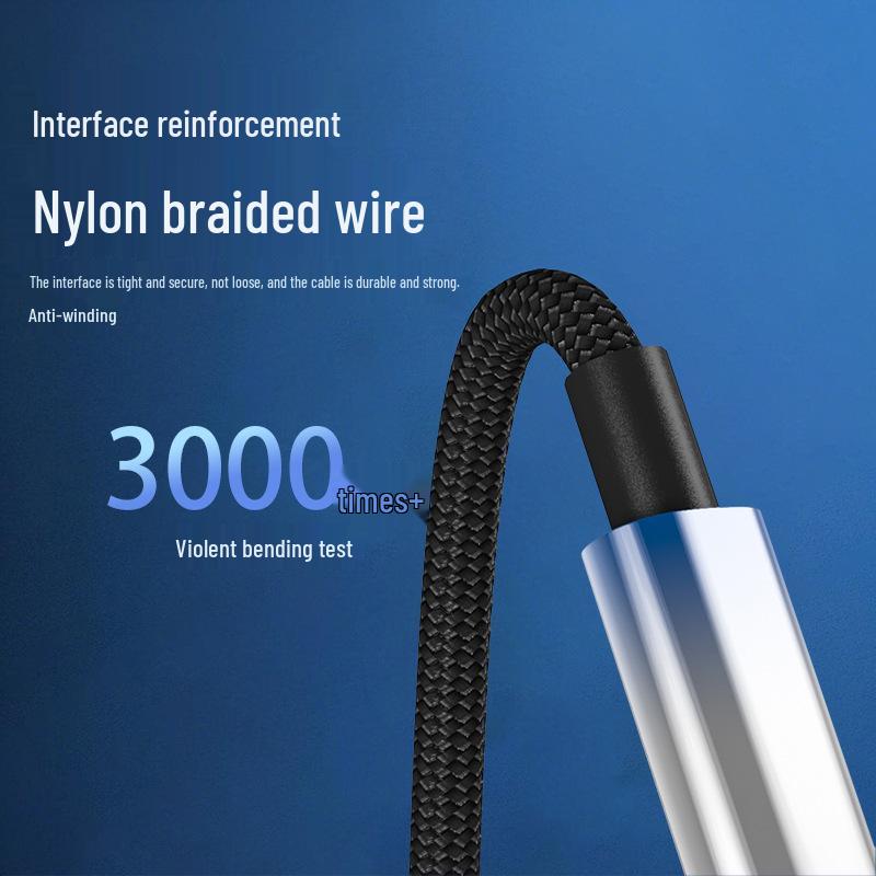100W Fast Charging Type-C Braided Cable with Digital Display, Compatible with Huawei, Android, Apple Devices