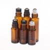 5ml 10ml Bursztynowe Przezroczyste Szklane Butelki Roll-on Plastikowa Nakrętka Imitująca Drewno Próbne Buteleczki z Kulka do Olejków Eterycznych Perfum
